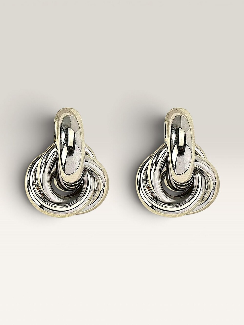 Elegant Silver Knot Hoop Earrings; .9" Long x .63" Wide; NWOT